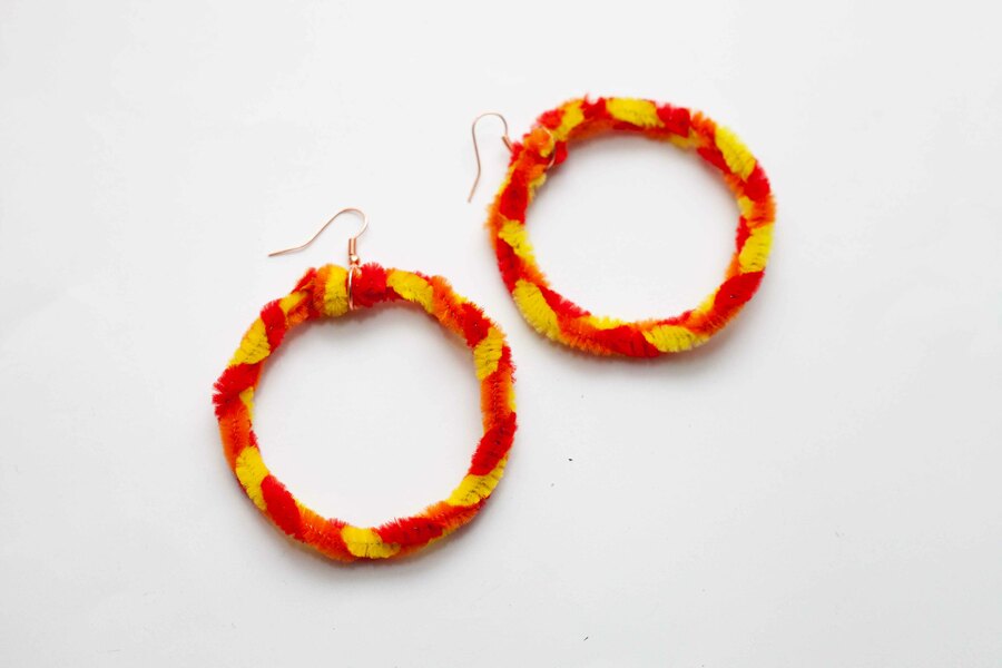 Orange, red, and yellow earrings